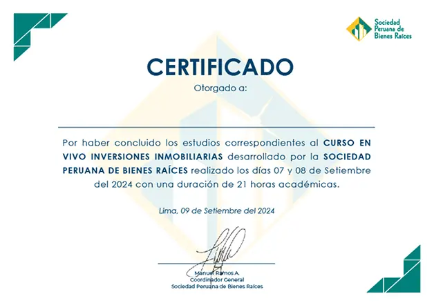 Certificado del curso